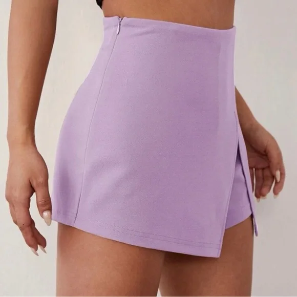 SHEIN SXY Solid Split Front Skort in Lilac Purple - Picture 3 of 4